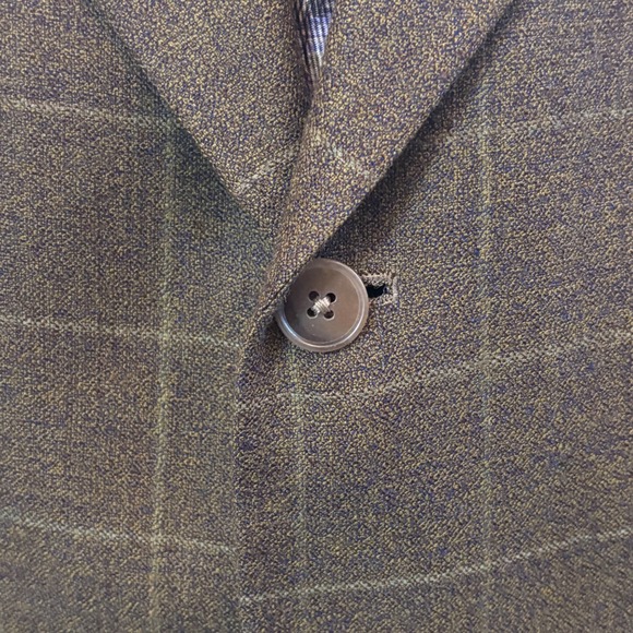Hart Schaffner Marx Windowpane Plaid Blazer 44L Brown Sport Jacket Parisian Wool - Picture 4 of 16